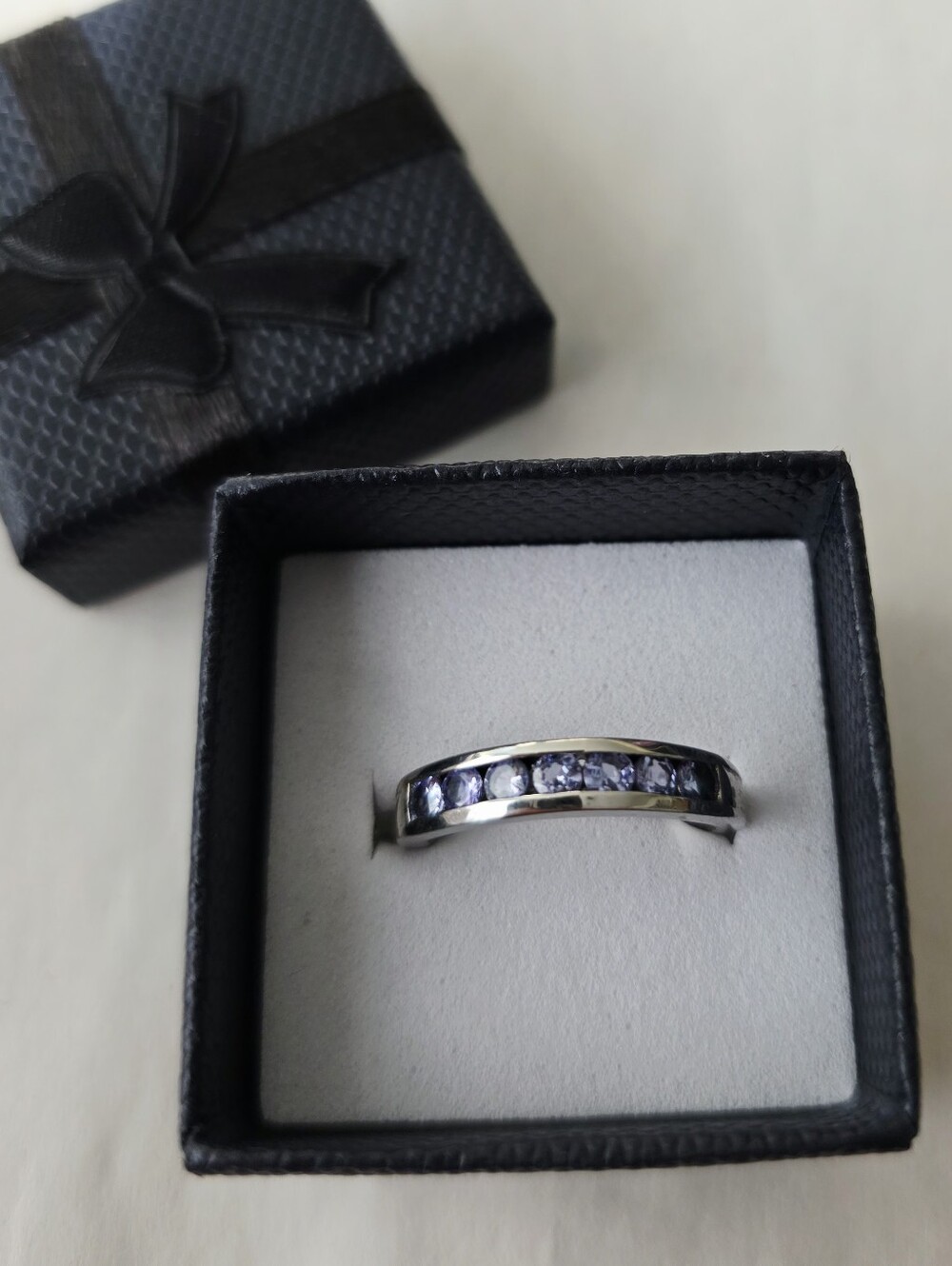 Tanzanite Sterling Silver 925 Channel Set Band Ring Size 7.25